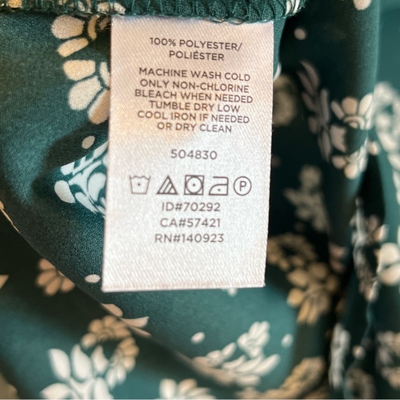 LOFT XS Blouse Cap Sleeve One Button Front Opening Green/White Semi Sheer - Picture 6 of 6